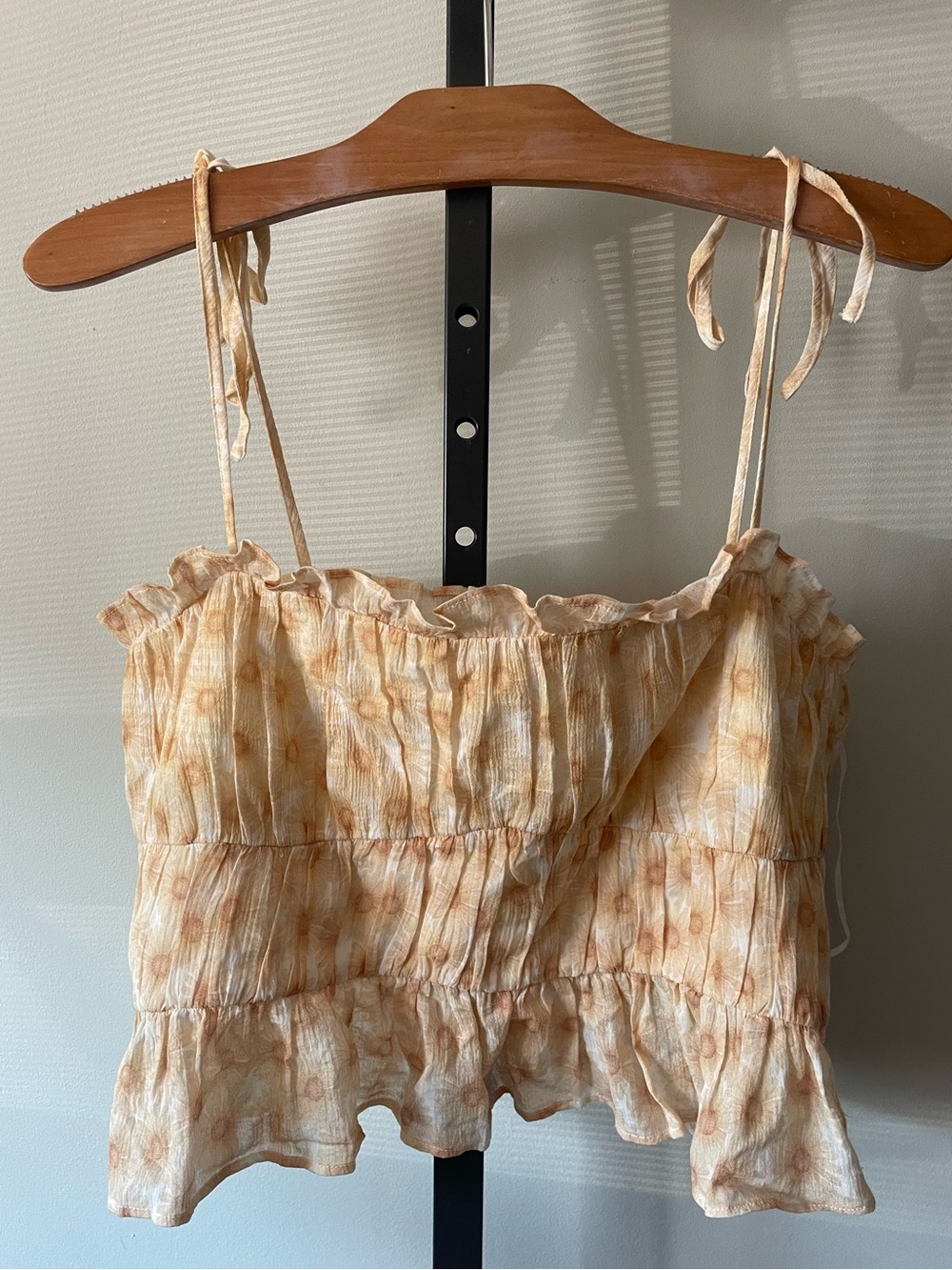 Hansen & Gretel Floral Tie-Strap Ruffle Crop Top 100% Cotton Cottagecore Boho